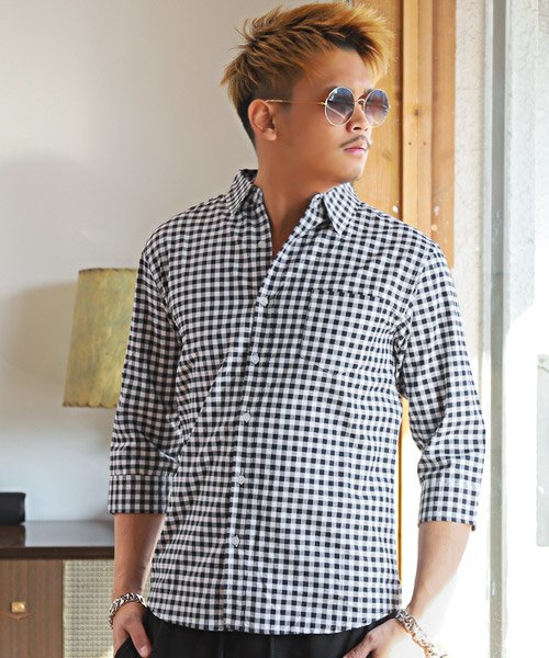 セール 15 Off 先染め七分袖チェックシャツ カジュアルシャツ メンズ シャツ 7分袖 チェック Bitter ビター系 ラグスタイル Luxstyle Magaseek