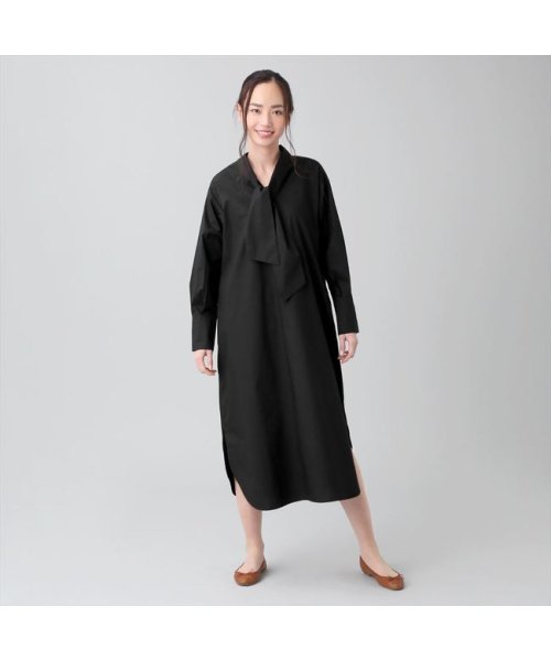 セール カジュアル ワンピース 長袖 オーバーサイズ ボウカラー 綿100 レディース Tokyo Shirts Tokyo Shirts Magaseek