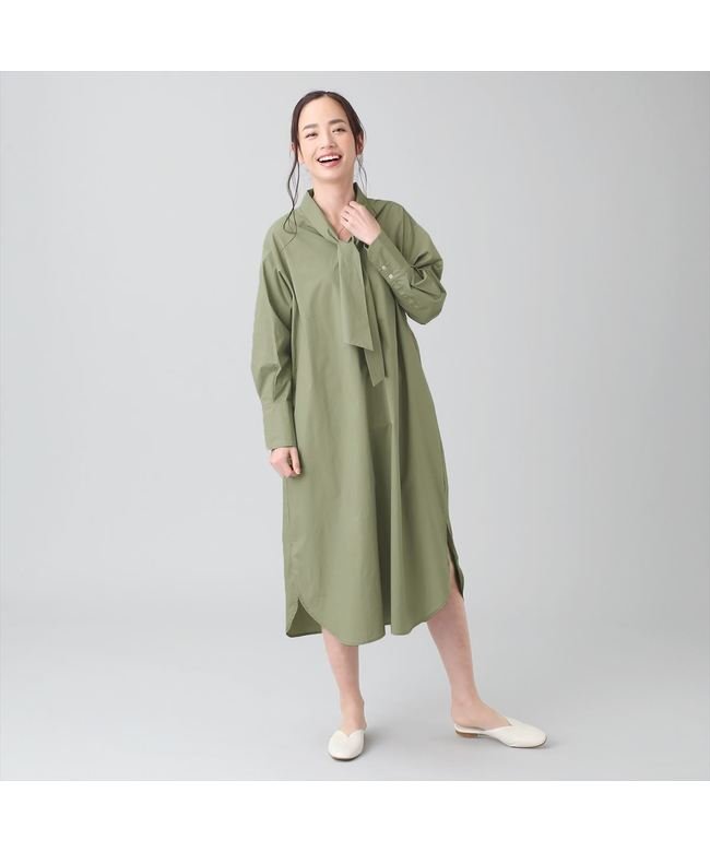 クーポン セール 35 Off カジュアル ワンピース 長袖 オーバーサイズ ボウカラー 綿100 レディース Tokyo Shirts Tokyo Shirts Magaseek