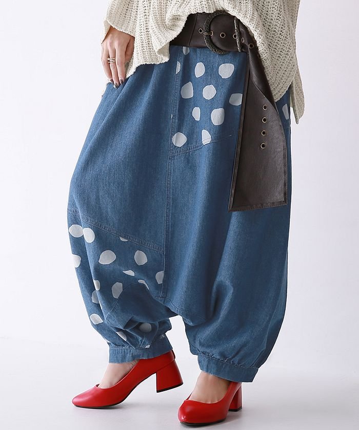 Norドット柄サルエルデニムパンツ オシャレウォーカー Osharewalker Magaseek