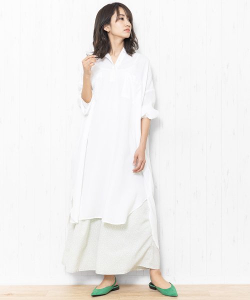 セール レディース ワンピース コットンライク Wポケット ヘンリーワンピ ロング丈 ミリアンデニ Mili An Deni Magaseek