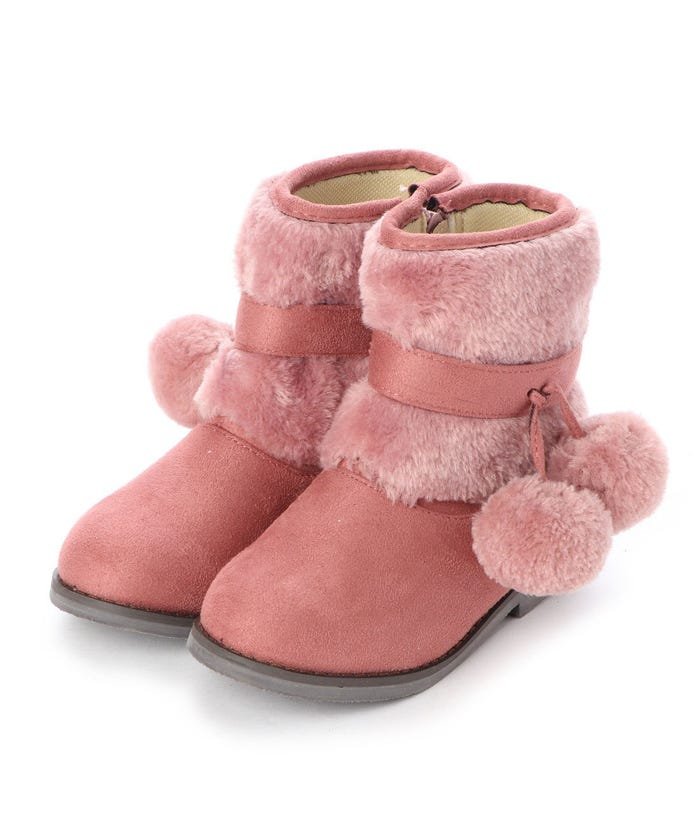 セール ソロット Sorotto キッズ ショートブーツ ファーボンボン付き ピンク ソロット Sorotto Magaseek