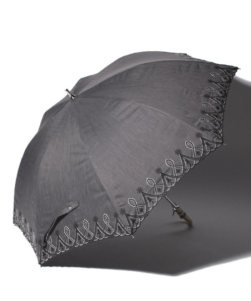 LANVIN Collection(umbrella)(ランバンコレクション（傘）)/LANVIN COLLECTION 晴雨兼用傘 "レースラメ刺繍"/チャコールグレー