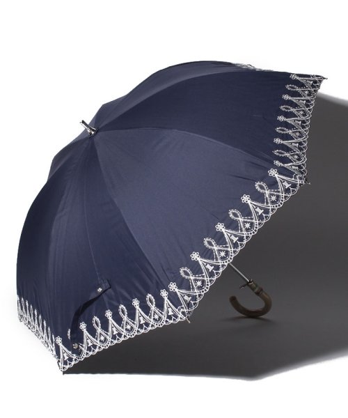 LANVIN Collection(umbrella)(ランバンコレクション（傘）)/LANVIN COLLECTION 晴雨兼用傘 "レースラメ刺繍"/ネイビーブルー