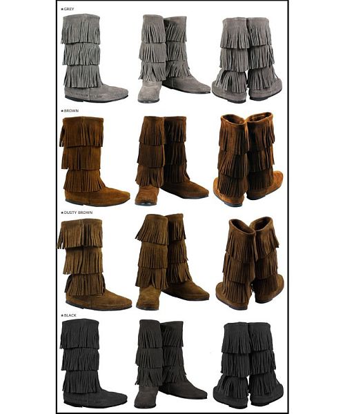 ミネトンカ MINNETONKA カーフ ハイ 3レイヤー ブーツ CALF HI 3－LAYER FRINGE BOOTS レディース