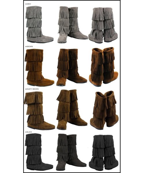 MINNETONKA(ミネトンカ)/ミネトンカ MINNETONKA カーフ ハイ 3レイヤー ブーツ CALF HI 3－LAYER FRINGE BOOTS レディース/ライトブラウン