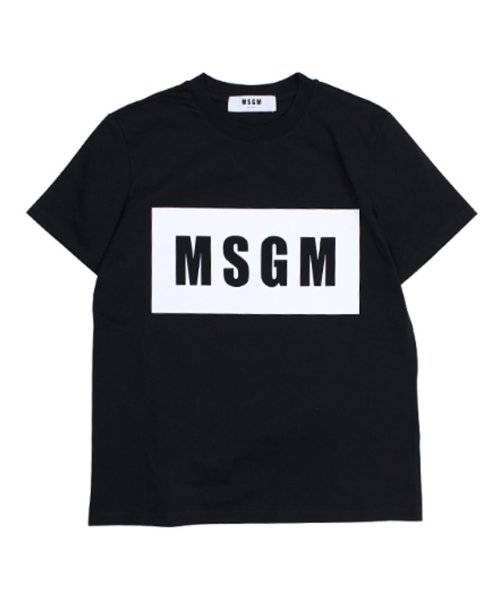 MSGM(MSGM)/MSGM エムエスジーエム Tシャツ レディース 半袖 BOX LOGO TEE ブラック ホワイト MDM95－184299/ブラック