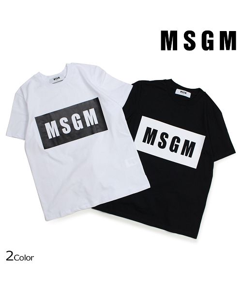 MSGM エムエスジーエム Tシャツ レディース 半袖 BOX LOGO TEE ブラック ホワイト MDM95－184299