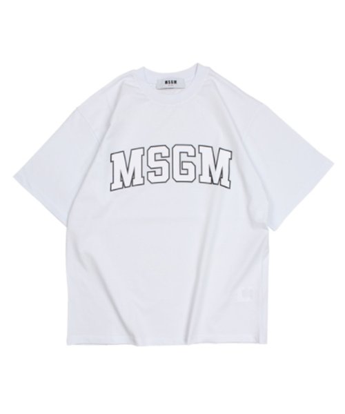 MSGM(MSGM)/MSGM エムエスジーエム Tシャツ レディース 半袖 COLLEGE LOGO T－SHIRTS ブラック ホワイト 2541MDM162 184798/ホワイト