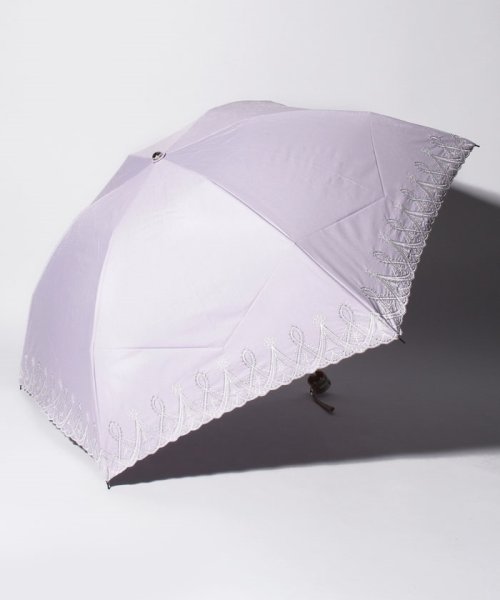 LANVIN Collection(umbrella)(ランバンコレクション（傘）)/LANVIN COLLECTION 晴雨兼用折りたたみ傘 "レースラメ刺繍"/ライトパープル