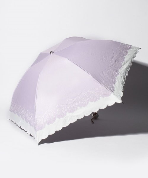LANVIN Collection(umbrella)(ランバンコレクション（傘）)/LANVIN COLLECTION 晴雨兼用折りたたみ傘 "バイカラーローズ刺繍"/ライトパープル