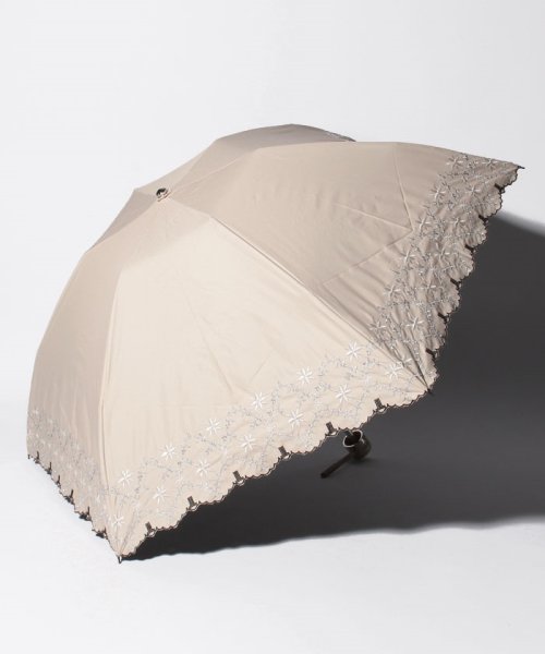 LANVIN Collection(umbrella)(ランバンコレクション（傘）)/LANVIN COLLECTION 晴雨兼用折りたたみ傘 "裾花刺繍”/ベージュ