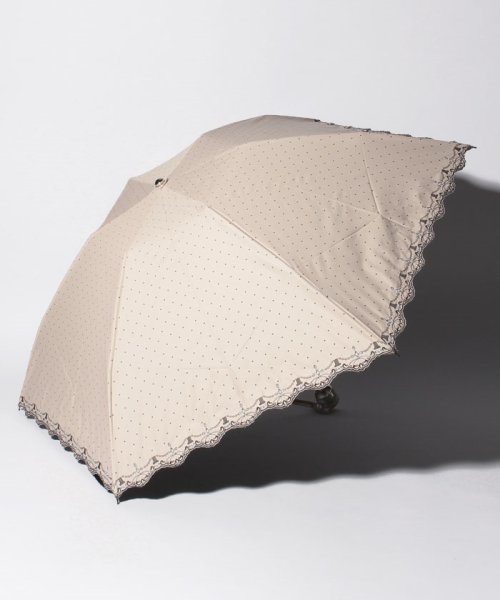 LANVIN Collection(umbrella)(ランバンコレクション（傘）)/LANVIN COLLECTION 晴雨兼用折りたたみ傘 ”ドット 刺繍”/ベージュ