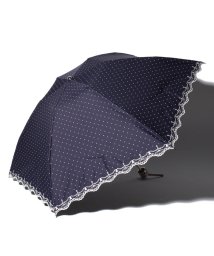 LANVIN Collection(umbrella)(ランバンコレクション（傘）)/LANVIN COLLECTION 晴雨兼用折りたたみ傘 ”ドット 刺繍”/ディープブルー
