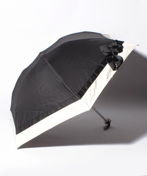 LANVIN en Bleu(umbrella)(ランバンオンブルー（傘）)/LANVIN en Bleu 晴雨兼用折りたたみ傘 "切り継ぎ ビジューリボン"/ブラック