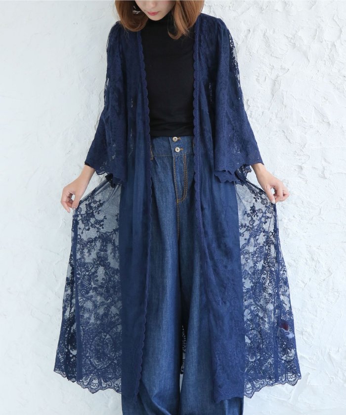 Somari総レース刺繍ロングカーディガン オシャレウォーカー Osharewalker Magaseek