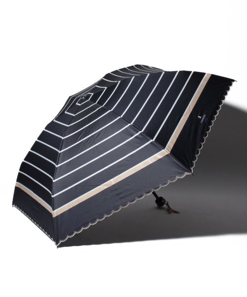 LANVIN en Bleu(umbrella)(ランバンオンブルー（傘）)/LANVIN en Bleu 晴雨兼用折りたたみ傘 "ボーダー リボン"/ディープブルー