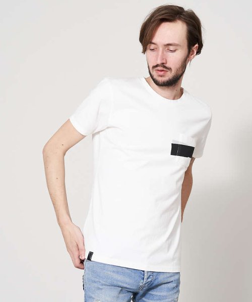 5351POURLESHOMMES(5351POURLESHOMMES)/NEWワンライン半袖Tシャツ【ポケットver.】/ホワイト