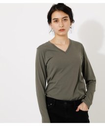 AZUL by moussy(アズールバイマウジー)/BASIC LONG SLEEVE V NECK TEE/KHA