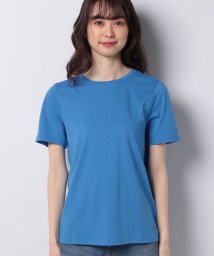 BENETTON (women)(ベネトン（レディース）)/クルーネック裾ロゴ刺繍半袖Tシャツ・カットソー/ブルー