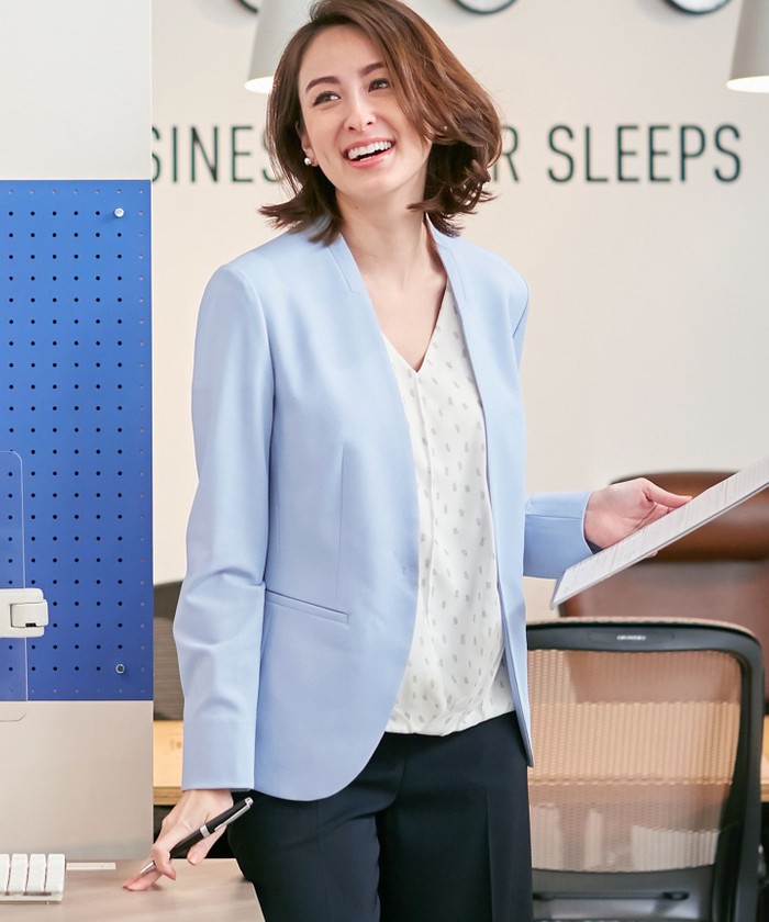 ICB Fied ノーカラージャケット2 洗える】Fied ノーカラージャケット