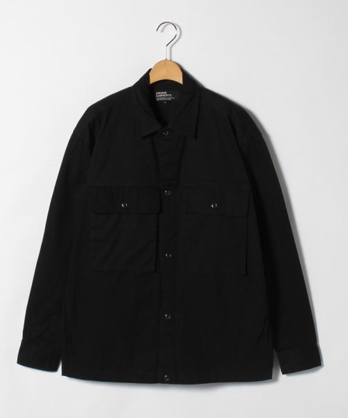 MARUKAWA(大きいサイズのマルカワ)/大きいサイズ ミリタリー ビッグポケット 長袖シャツ 春/ブラック