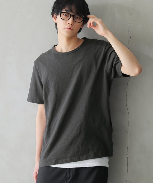 osharewalker(オシャレウォーカー)/『シンプルデザインTシャツ』/チャコールグレー