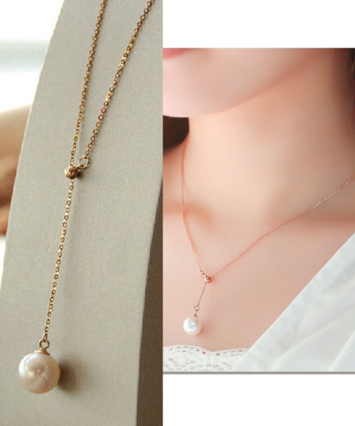 セール ネックレス 1粒パール Y字 ループネックレス ピンクゴールド シルバー アクセサリー 結婚式 ショッピングゴー Shoppinggo Magaseek