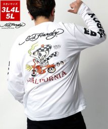 MARUKAWA(大きいサイズのマルカワ)/【Ed Hardy】エドハーディー 大きいサイズ ドクロ バイク 袖ロゴプリント 長袖Tシャツ バックプリント 春 ロンＴ/ホワイト