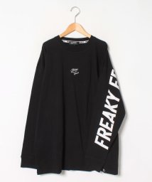 MARUKAWA(大きいサイズのマルカワ)/【FREAKY】フリーキー 大きいサイズ スケボー ミニロゴ刺繍 袖ロゴプリント バックロゴプリント/ブラック