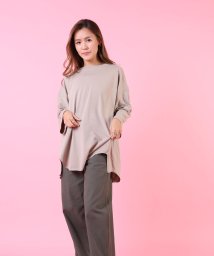 aimoha(aimoha（アイモハ）)/オーバーシルエット長袖Tシャツ　レディース 半袖 春新作 春夏 オーバー ビッグ 大きめ ゆったり リラックス 妊婦 カジュアルスタイル 楽 アウトドア /ベージュ