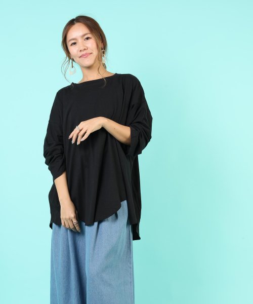 オーバーシルエット長袖tシャツ レディース 半袖 春新作 春夏 オーバー ビッグ 大きめ ゆったり リラックス 妊婦 カジュアルスタイル 楽 アウトドア Aimoha アイモハ Aimoha Magaseek