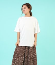 aimoha(aimoha（アイモハ）)/オーバーシルエットスリット半袖Tシャツ　レディース 半袖 春新作 春夏 オーバー ビッグ 大きめ ゆったり リラックス 妊婦 カジュアルスタイル 楽 アウトドア/ホワイト