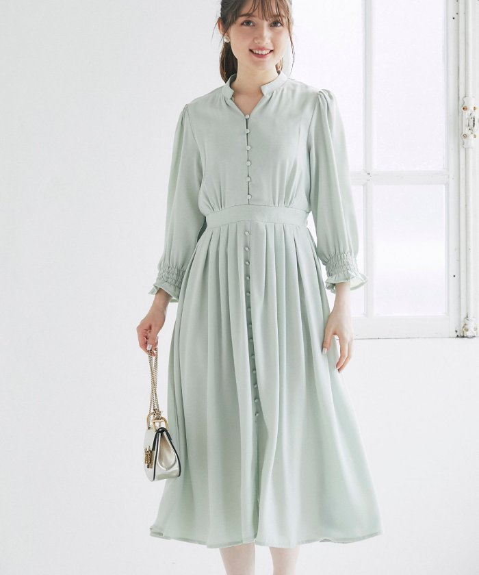 田中みな実さん着用 シルエットで女っぷりup 袖口シャーリングフロントボタンワンピース トッコクローゼット Tocco Closet Magaseek