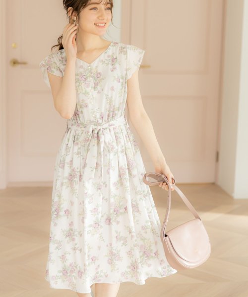 セール ウエストりぼん付きブーケフラワープリントワンピース トッコクローゼット Tocco Closet Magaseek