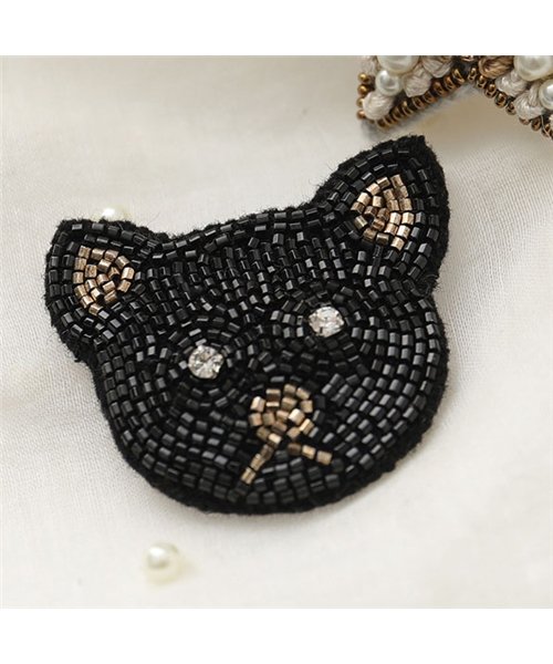 セール Citrus シトラス Brsl カラー2色 刺繍 クリスタル ビジュー パール装飾 ネコ 猫 スター 星 ピン ブローチ レディース シトラス Citrus Magaseek