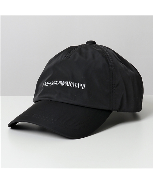 【EMPORIO ARMANI(エンポリオアルマーニ)】627519 0P559 00020/BLACK ロゴ ベースボールキャップ 帽子 ベルクロ  ラバーベル
