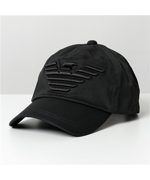 【EMPORIO ARMANI(エンポリオアルマーニ)】627522 CC995 00020/BLACK イーグル立体刺繍 コットン  ベースボールキャップ 帽子