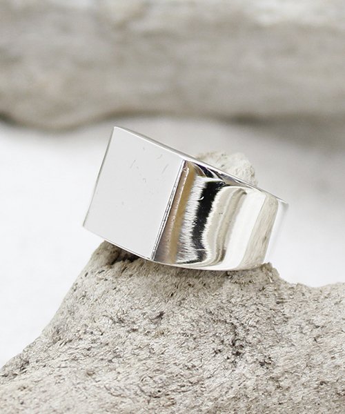 MAISON mou(メゾンムー)/【YArKA/ヤーカ】rectangle plain ring[reck]/プレーン四角リング[レック]/シルバー