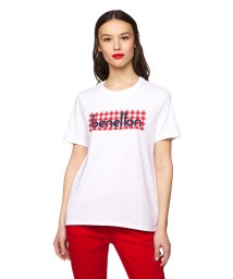 BENETTON (women)(ベネトン（レディース）)/モダールコットンブランドロゴ半袖Tシャツ・カットソー/ホワイト×レッド
