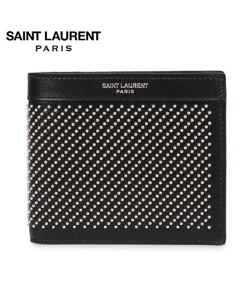 SAINT LAURENT PARIS(サンローラン パリ)/サンローラン パリ SAINT LAURENT PARIS 財布 二つ折り メンズ STUD－EMBELLISHED WALLET ブラック 黒 3613200/ブラック