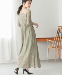 ADAM ET ROPE'(アダム　エ　ロペ)/【一部WEB限定】チュールパネルレースドレス/キミドリ（34）