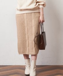 NICE CLAUP OUTLET(ナイスクラップ　アウトレット)/【natural couture】ケーブルニットスカート/ベージュ