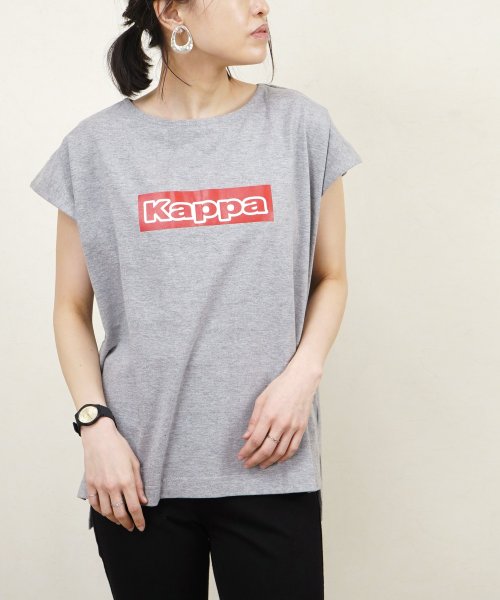 Fizz(フィズ)/kappa フレンチスリーブビッグロゴTシャツ/グレー