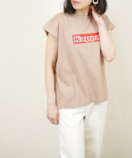 Fizz(フィズ)/kappa フレンチスリーブビッグロゴTシャツ/ベージュ