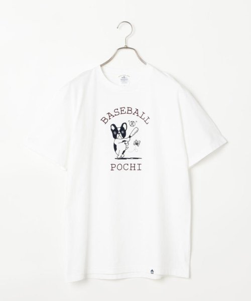 POCHITAMA LAND(ポチタマランド)/BASEBALL POCHI Tシャツ/ホワイト