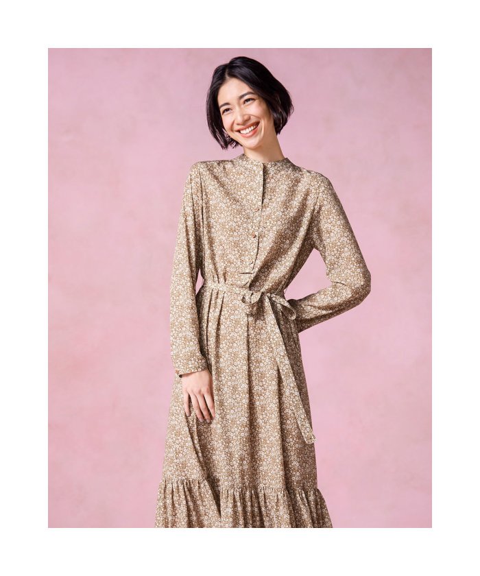 ドゥクラッセ Doclasse フローラルデシン ワンピース ベージュパターン ドゥクラッセ Doclasse Magaseek