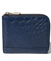 gino marina　luxe(ジーノマリーナリュクス)/クロコダイル本革折り財布/ネイビー／ワイン