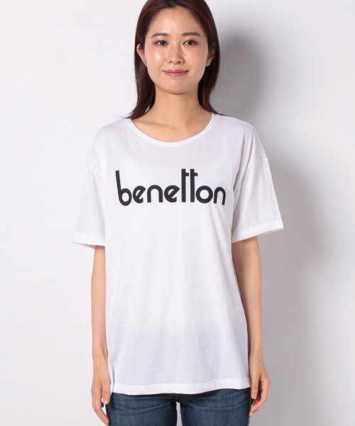 BENETTON (women)(ベネトン（レディース）)/ブランドロゴオーバーサイズTシャツ・カットソー/ホワイト