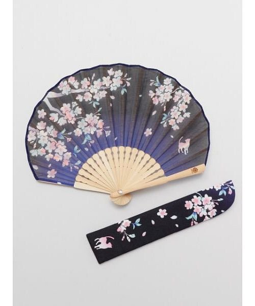 カヤ 桜とねこ扇子 袋付き 7xcp0110 カヤ Kaya Magaseek